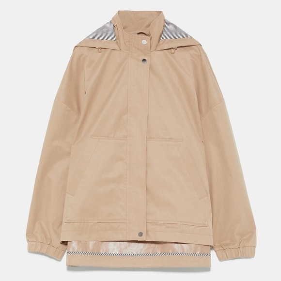 Zara Hooded Jacket in Beige - Picture 1 of 9